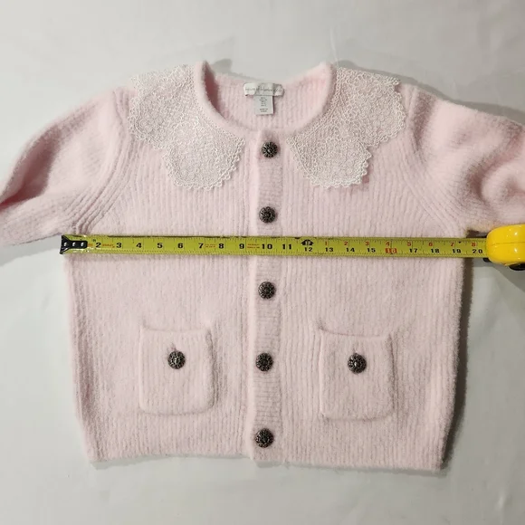 House Of Harlow 1960 Soft Pink Cardigan With Lace Collar - Picture 6 of 16